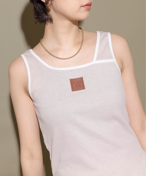Eimee Law（エイミーロウ）の「パーツポイント2WAYリブタンク（タンクトップ・レディース・オフホワイト/ブラック/ダークグレー/ライトベージュ・38）」の18枚目の写真