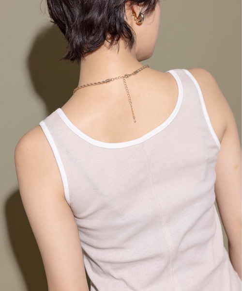 Eimee Law（エイミーロウ）の「パーツポイント2WAYリブタンク（タンクトップ・レディース・オフホワイト/ブラック/ダークグレー/ライトベージュ・38）」の21枚目の写真