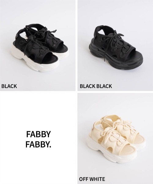 Fabby fabby(ファビィーファビィー)の「レースアップ厚底サンダル(サンダル・レディース・オフホワイト/ブラック×ブラック/ブラック・MEDIUM/LARGE/SMALL)」の7枚目の写真