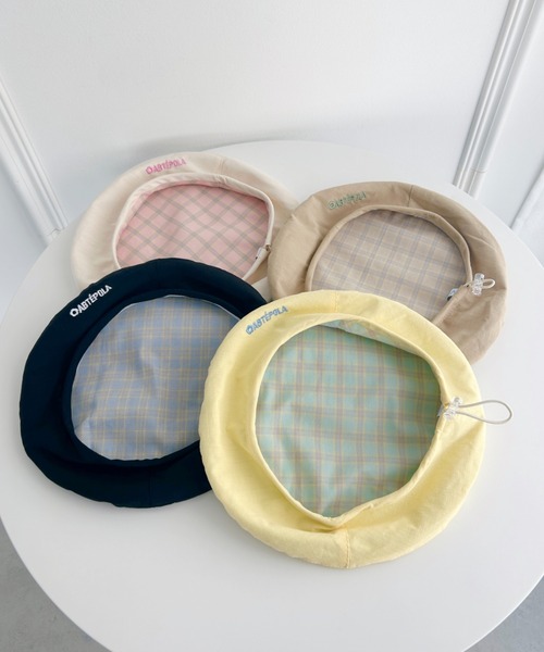 SOLLON.(ソルロン)の「【2WAY】チェック&無地リバーシブルベレー帽(ハンチング/ベレー帽・レディース・ベージュ/イエロー/ブラック/アイボリー・FREE)」の2枚目の写真