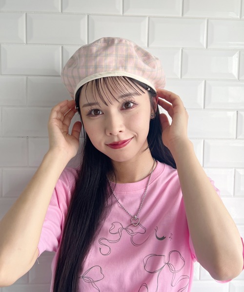 SOLLON.(ソルロン)の「【2WAY】チェック&無地リバーシブルベレー帽(ハンチング/ベレー帽・レディース・ベージュ/イエロー/ブラック/アイボリー・FREE)」の15枚目の写真