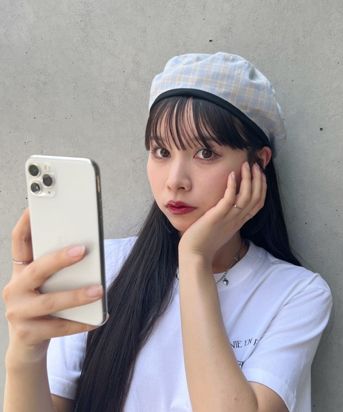 SOLLON.(ソルロン)の「【2WAY】チェック&無地リバーシブルベレー帽(ハンチング/ベレー帽・レディース・ベージュ/イエロー/ブラック/アイボリー・FREE)」の8枚目の写真