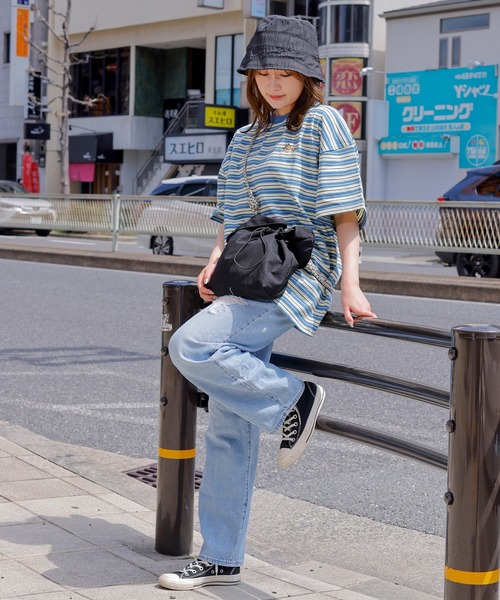 ACCOMMODE（アコモデ）の「ドロストキンチャクバッグ（ショルダーバッグ・レディース・オレンジ/ブラック/アイボリー・FREE）」の7枚目の写真