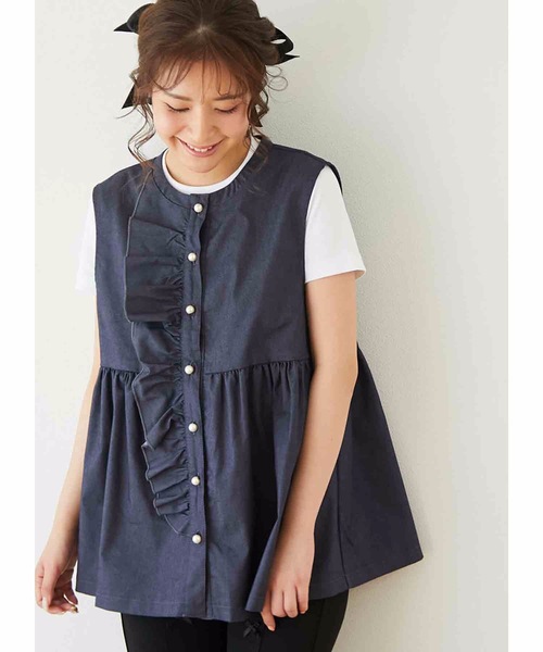 miu miu フリル付きデニムベスト miu miu フリル付きデニムベスト