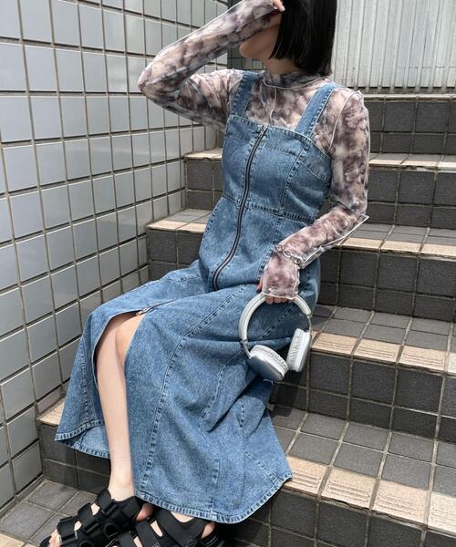 リエンダ rienda フリルスリーブバイカラーワンピース 新品タグ付き rienda | フリルスリーブバイカラーOP (ワンピース(ミニ