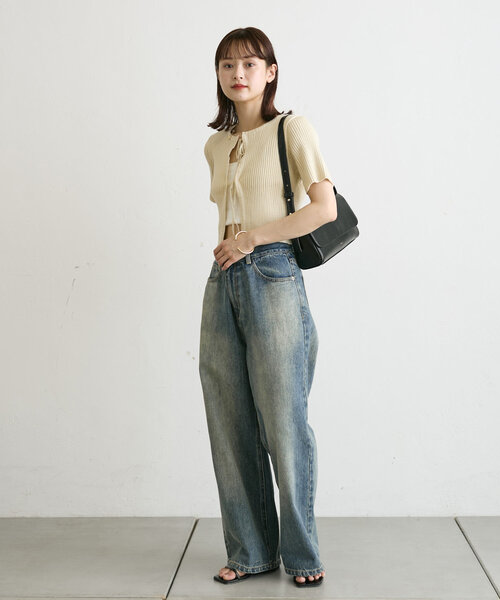 mystic（ミスティック）の「【5色展開】半袖ラメリボンカーディガン（カーディガン/ボレロ・レディース・アイボリー/ブラック/ブルー/グリーン/オレンジ・FREE）」の14枚目の写真