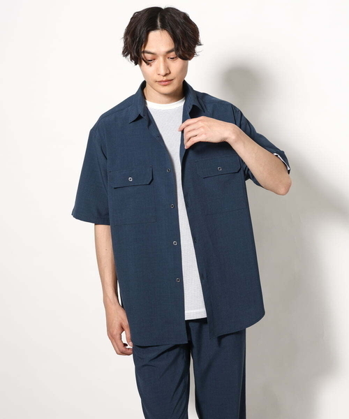 a.v.v（アーヴェヴェ）の「【軽くて涼しい】ダブルポケットシャツ (セットアップ可）リライト シリーズ2（シャツ/ブラウス・メンズ・ブラック/ブルー/オレンジ/カーキ・46/48/50）」の14枚目の写真