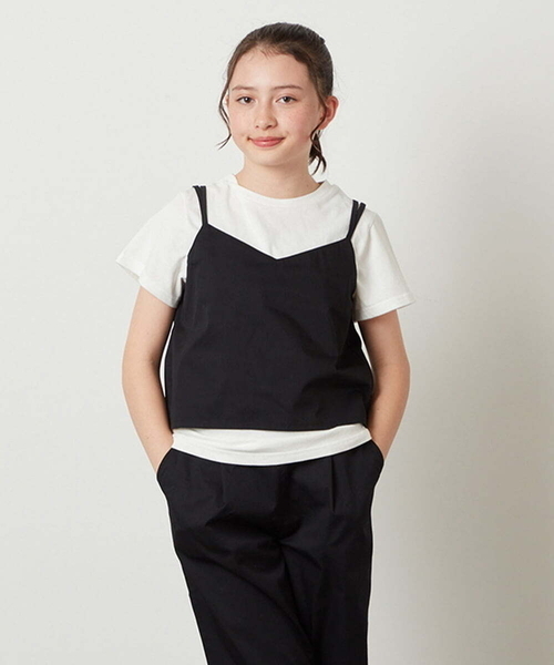 【セール】【ジュニア】[160]【2点セット】キャミドッキングTシャツ＆パンツセットアップ（セットアップ）｜a.v.v（アーヴェヴェ）