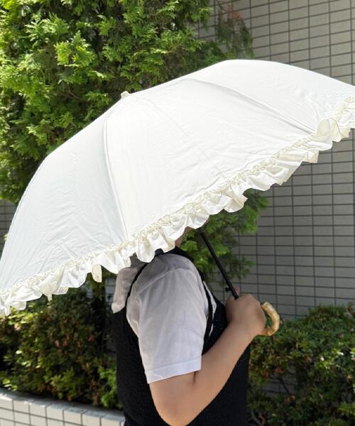 SUN BARRIER 100 ピンク フリル日傘 Mサイズ フリル / | 完全遮光日傘｜サンバリア100