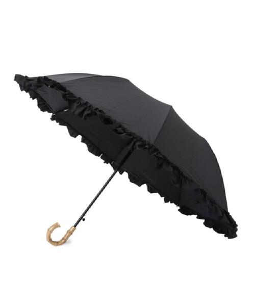バーバリー　折り畳み日傘②　ブラック　フリル　チェック BURBERRY 折りたたみ日傘 UV 晴雨兼用 ブラック×チェックのフリル
