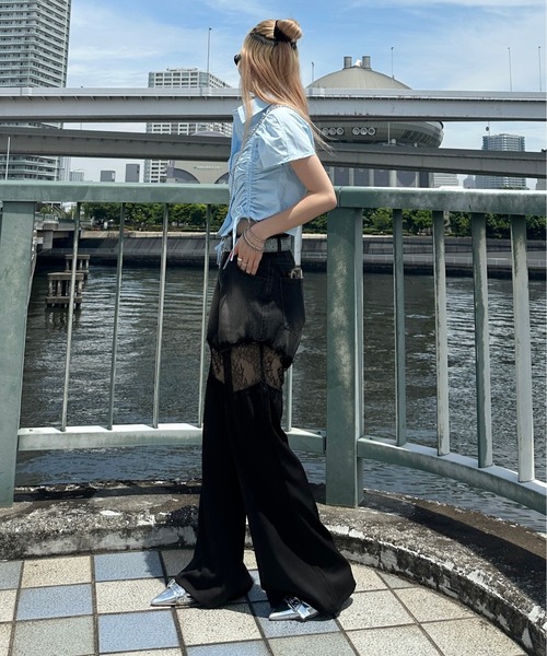 sedacle girl（セダクルガール）の「デニムレースドッキングパンツ（デニムパンツ・レディース・ブラック/インディゴブルー・SMALL/MEDIUM）」の8枚目の写真