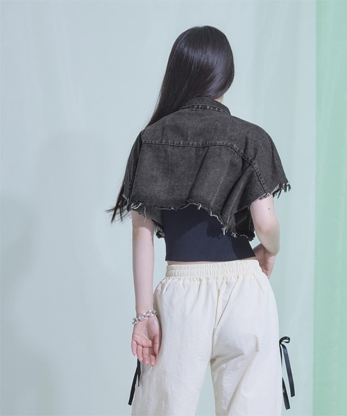 関税送料込★PATOU 半袖クロップドデニムジャケット ♡関税送料込♡Patou デニムジャケット