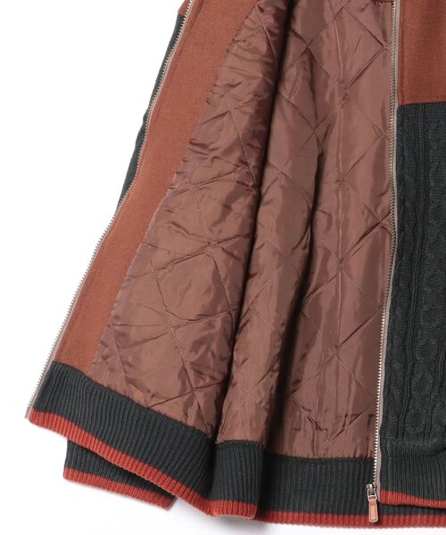 KRIFF MAYER Lady's Collection（クリフメイヤーレディースコレクション）の「肩切替ケーブルニットJK（ノーカラージャケット・レディース・ナチュラル/グレー/ベージュ/グリーン・MEDIUM/LARGE）」の7枚目の写真