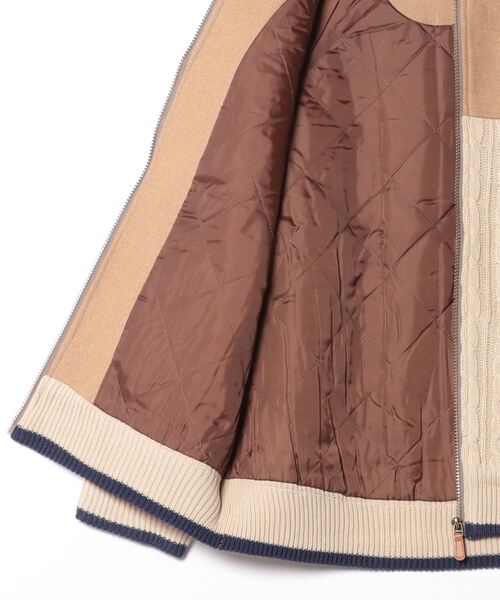 KRIFF MAYER Lady's Collection（クリフメイヤーレディースコレクション）の「肩切替ケーブルニットJK（ノーカラージャケット・レディース・ナチュラル/グレー/ベージュ/グリーン・MEDIUM/LARGE）」の9枚目の写真