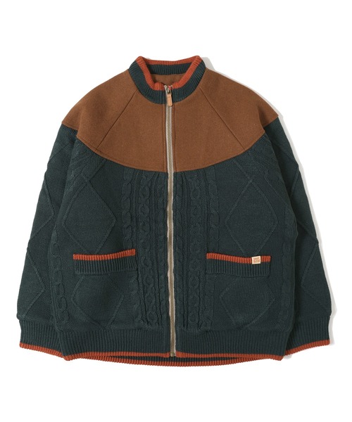 KRIFF MAYER Lady's Collection（クリフメイヤーレディースコレクション）の「肩切替ケーブルニットJK（ノーカラージャケット・レディース・ナチュラル/グレー/ベージュ/グリーン・MEDIUM/LARGE）」の16枚目の写真