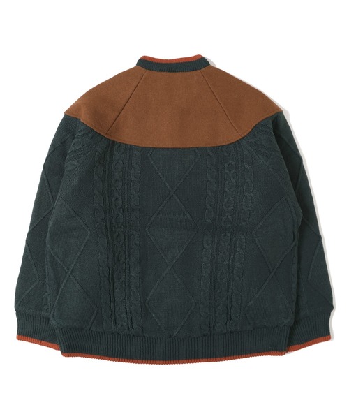 KRIFF MAYER Lady's Collection（クリフメイヤーレディースコレクション）の「肩切替ケーブルニットJK（ノーカラージャケット・レディース・ナチュラル/グレー/ベージュ/グリーン・MEDIUM/LARGE）」の17枚目の写真