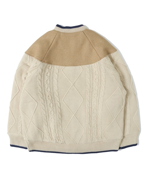 KRIFF MAYER Lady's Collection（クリフメイヤーレディースコレクション）の「肩切替ケーブルニットJK（ノーカラージャケット・レディース・ナチュラル/グレー/ベージュ/グリーン・MEDIUM/LARGE）」の15枚目の写真