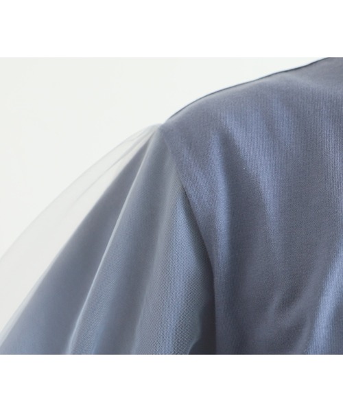 reca（レカ）の「無地＆ボーダー袖チュールボリューム袖プルオーバー（Tシャツ/カットソー・レディース・ホワイト×ブラック/セージグリーン/ブルーグレー/ホワイト×ブルー・FREE）」の17枚目の写真