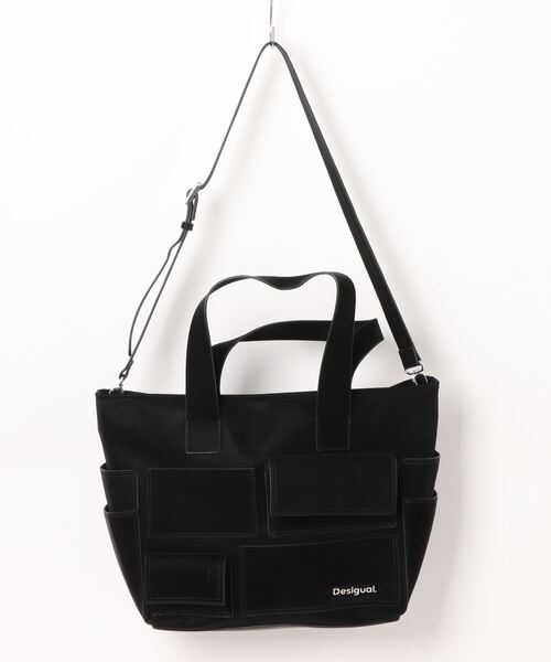 Desigual（デシグアル）の「POCKET FACE PRAVIA PUショッピングバッグ（ハンドバッグ・レディース・ブラック/ホワイト・FREE）」の10枚目の写真