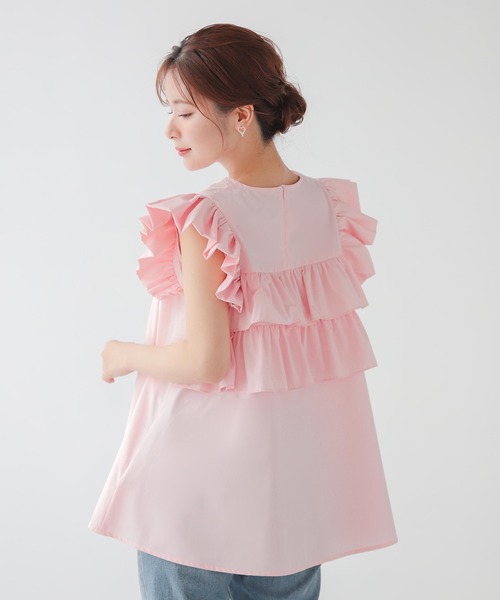 バックフリルAラインブラウス（シャツ/ブラウス）｜Fit more（フィット