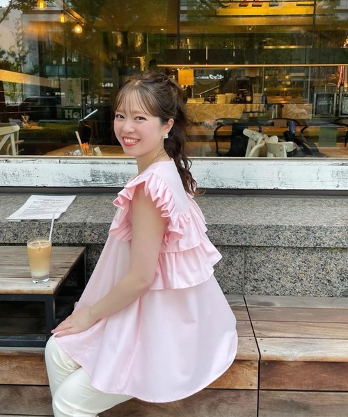 バックフリルAラインブラウス（シャツ/ブラウス）｜Fit more（フィット