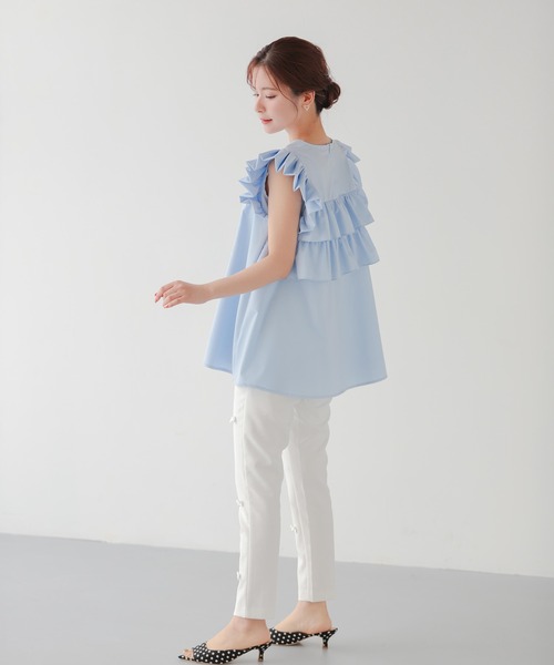 バックフリルAラインブラウス（シャツ/ブラウス）｜Fit more（フィット