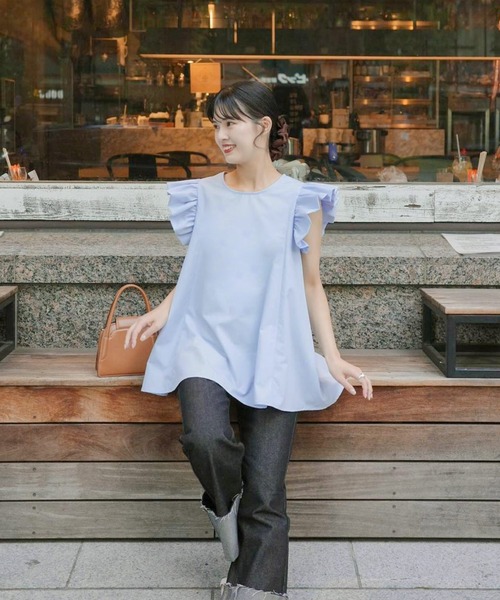 セール】バックフリルAラインブラウス（シャツ/ブラウス）｜Fit more