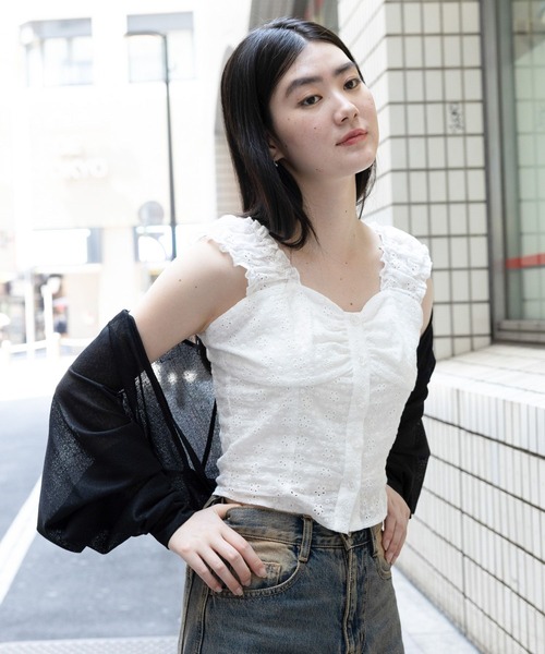 3.3 Field Trip (3.3フィールドトリップ)の「3.3 Field Trip/2WAYレースビスチェ(タンクトップ・レディース・ホワイト/ブラック・FREE)」の5枚目の写真