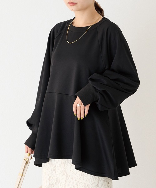 LAVEANGE(ラビアンジェ)の「ペプラムカットプルオーバー(Tシャツ/カットソー・レディース・グレー/ブラック/グレイッシュベージュ・M/LL/3L/4L/5L)」の15枚目の写真