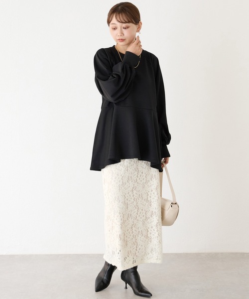LAVEANGE(ラビアンジェ)の「ペプラムカットプルオーバー(Tシャツ/カットソー・レディース・グレー/ブラック/グレイッシュベージュ・M/LL/3L/4L/5L)」の18枚目の写真