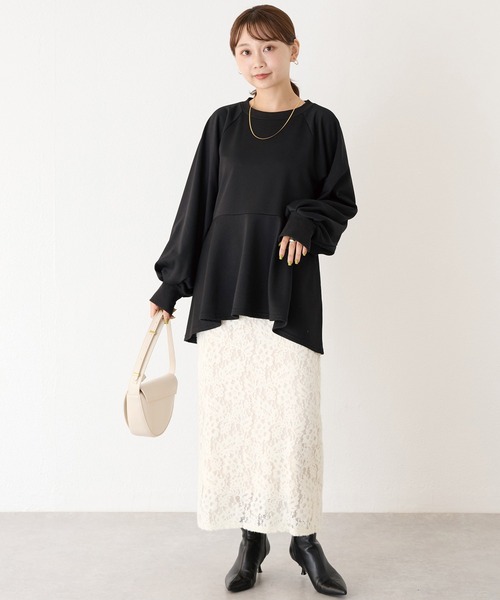 LAVEANGE(ラビアンジェ)の「ペプラムカットプルオーバー(Tシャツ/カットソー・レディース・グレー/ブラック/グレイッシュベージュ・M/LL/3L/4L/5L)」の19枚目の写真