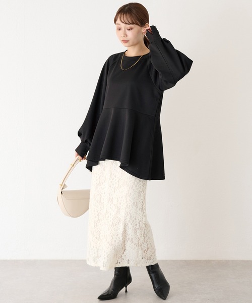 LAVEANGE(ラビアンジェ)の「ペプラムカットプルオーバー(Tシャツ/カットソー・レディース・グレー/ブラック/グレイッシュベージュ・M/LL/3L/4L/5L)」の20枚目の写真