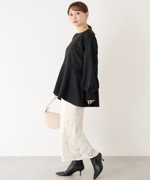 LAVEANGE(ラビアンジェ)の「ペプラムカットプルオーバー(Tシャツ/カットソー・レディース・グレー/ブラック/グレイッシュベージュ・M/LL/3L/4L/5L)」の21枚目の写真