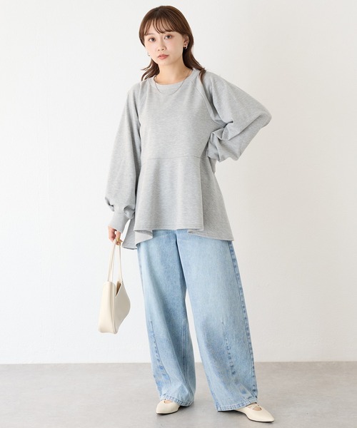 LAVEANGE(ラビアンジェ)の「ペプラムカットプルオーバー(Tシャツ/カットソー・レディース・グレー/ブラック/グレイッシュベージュ・M/LL/3L/4L/5L)」の8枚目の写真