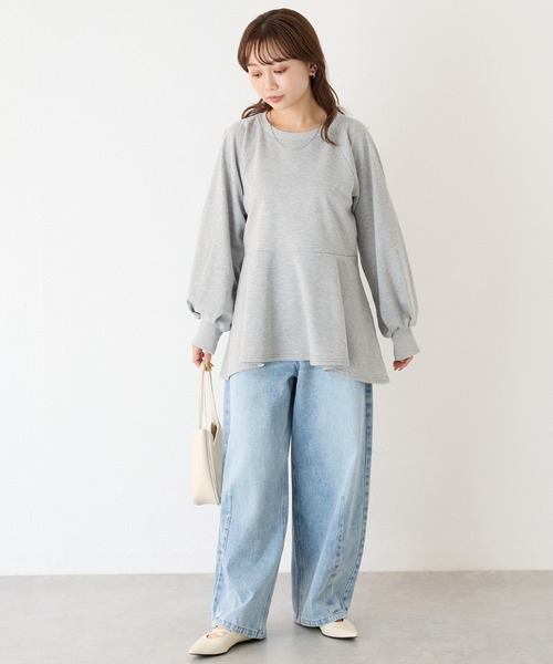 LAVEANGE(ラビアンジェ)の「ペプラムカットプルオーバー(Tシャツ/カットソー・レディース・グレー/ブラック/グレイッシュベージュ・M/LL/3L/4L/5L)」の9枚目の写真
