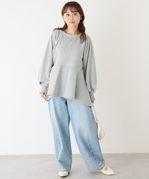 LAVEANGE(ラビアンジェ)の「ペプラムカットプルオーバー(Tシャツ/カットソー・レディース・グレー/ブラック/グレイッシュベージュ・M/LL/3L/4L/5L)」の10枚目の写真