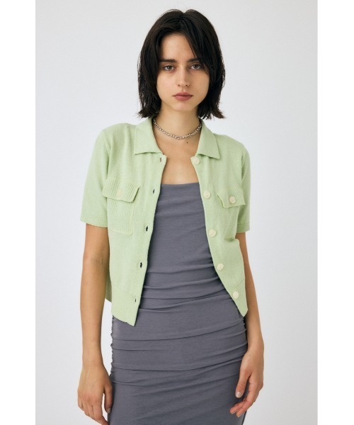 MOUSSY(マウジー)の「OVERLOCK POCKET KNIT シャツ(ニット/セーター・レディース・ライトグリーン/アイボリー/ブラック・FREE)」の16枚目の写真