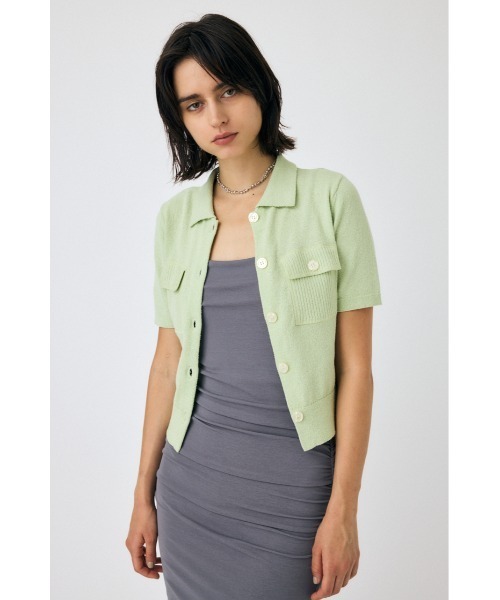 MOUSSY(マウジー)の「OVERLOCK POCKET KNIT シャツ(ニット/セーター・レディース・ライトグリーン/アイボリー/ブラック・FREE)」の12枚目の写真