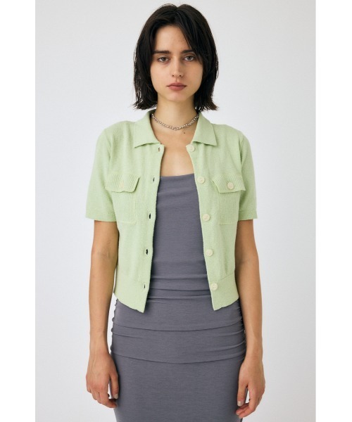 MOUSSY(マウジー)の「OVERLOCK POCKET KNIT シャツ(ニット/セーター・レディース・ライトグリーン/アイボリー/ブラック・FREE)」の11枚目の写真