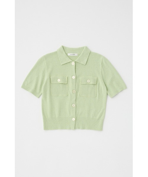 MOUSSY(マウジー)の「OVERLOCK POCKET KNIT シャツ(ニット/セーター・レディース・ライトグリーン/アイボリー/ブラック・FREE)」の5枚目の写真