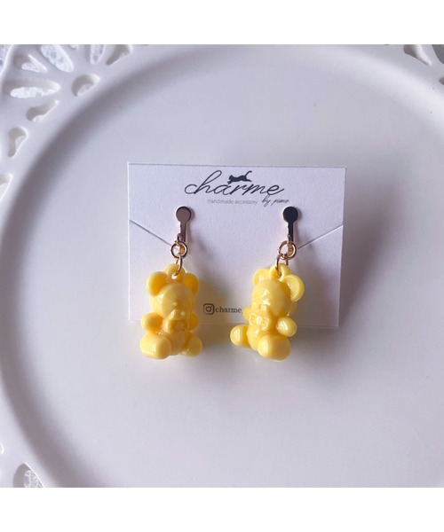 VIBGYOR（ヴィブジョー）の「【charme by pimo 】くま　イヤリング　キッズアクセサリー(MA)（イヤリング・レディース・イエロー/ブルー/ピンク・FREE）」の3枚目の写真