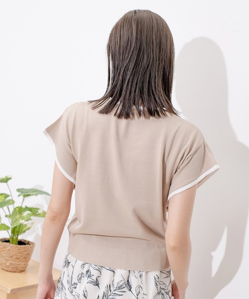Jayro(ジャイロ)の「ネックパール付き配色プルオーバー(Tシャツ/カットソー・レディース・ネイビー/ベージュ/ピンク/ホワイト系その他・M)」の8枚目の写真