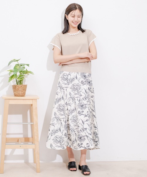 Jayro(ジャイロ)の「ネックパール付き配色プルオーバー(Tシャツ/カットソー・レディース・ネイビー/ベージュ/ピンク/ホワイト系その他・M)」の9枚目の写真
