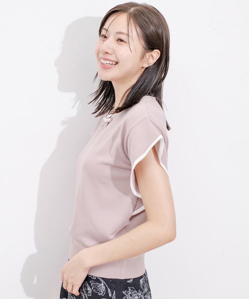 Jayro(ジャイロ)の「ネックパール付き配色プルオーバー(Tシャツ/カットソー・レディース・ネイビー/ベージュ/ピンク/ホワイト系その他・M)」の11枚目の写真