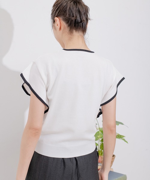 Jayro(ジャイロ)の「ネックパール付き配色プルオーバー(Tシャツ/カットソー・レディース・ネイビー/ベージュ/ピンク/ホワイト系その他・M)」の22枚目の写真
