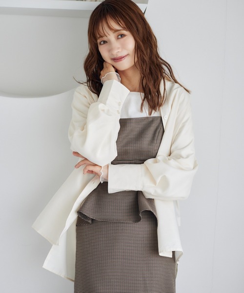 mysty woman（ミスティウーマン）の「ラグランスリーブセミシアーシャツ　150074（シャツ/ブラウス・レディース・ブラウン/ブラック/アイボリー・FREE）」の2枚目の写真