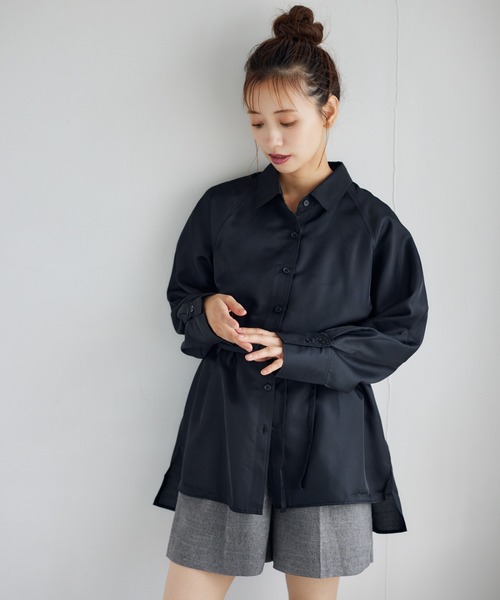 mysty woman（ミスティウーマン）の「ラグランスリーブセミシアーシャツ　150074（シャツ/ブラウス・レディース・ブラウン/ブラック/アイボリー・FREE）」の8枚目の写真