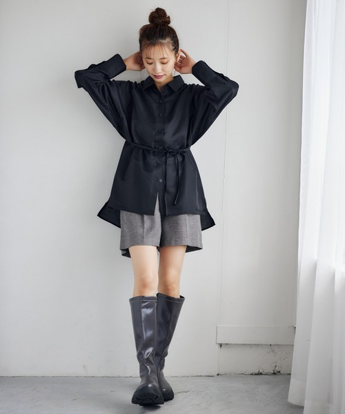 mysty woman（ミスティウーマン）の「ラグランスリーブセミシアーシャツ　150074（シャツ/ブラウス・レディース・ブラウン/ブラック/アイボリー・FREE）」の7枚目の写真