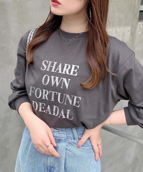 INGNI(イング)の「箔プリントロゴロングTシャツ(Tシャツ/カットソー・レディース・ホワイト×シルバー/ライトグレー系8/ブラック×シルバー・M)」の3枚目の写真