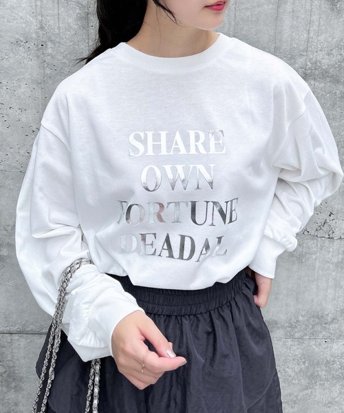 INGNI(イング)の「箔プリントロゴロングTシャツ(Tシャツ/カットソー・レディース・ホワイト×シルバー/ライトグレー系8/ブラック×シルバー・M)」の17枚目の写真